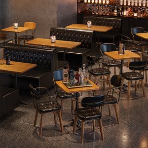 Pequeña taberna café barbacoa Retro restaurante muebles cómodos estilo industrial barra transparente mesa de madera maciza juego de sillas para café barbacoa - Product Image 1