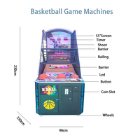 Machine de tir au basket-ball d'arcade à monnayeur pour parc d'attractions intérieur, machine de jeu de basket-ball de rue en métal et acrylique, version anglaise