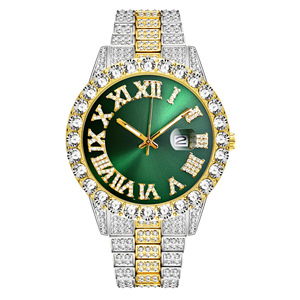 Montre bracelet hip-hop pour homme, élégante, avec grand cadran croisé et ensemble chaîne cubaine - Product Image 6