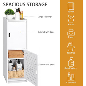 Oushumei Bathroom <b>Storage</b> Cabinet 3-Tier Plastic Space Saving Floor Standing With Doors For Toilet <b>Sink</b> Organization - Product Image 2