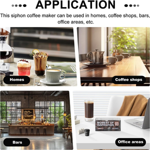 Cafetera de Sifón de Vidrio Borosilicato de <span class=keywords><strong>3</strong></span>/5 Tazas - Cafetera Manual al Vacío con Asa Negra y Filtros de Tela para Uso Doméstico - Product Image 6
