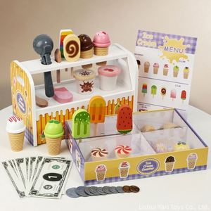 Juego de Cocina de Juguete: Heladería de Madera para Niños <span class=keywords><strong>con</strong></span> Cuchara, Menú y Dinero – Juego de Imitación - Product Image 3