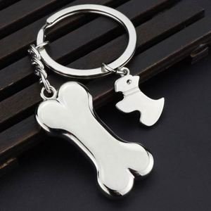 Promotional Dog Bone Charm Keychain Blank Silver Pendant Metal Accessories Fashion Custom logo Dog Bone <b>Key</b> <b>Chain</b> Charm <b>Key</b> Ring - Product Image 1