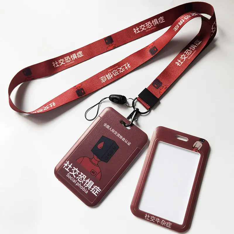 Cartoon Print Lanyard Key Chain ID Card Badge Holder Acrylic Charm pendant card holder