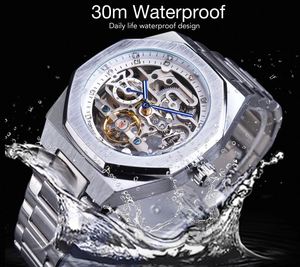 Relojes de Pulsera Mecánicos Forsining para Hombre, Relojes Automáticos Plateados, Relojes Esqueleto con Tourbillon, Reloj Luminoso, Relogio Masculino - Product Image 4