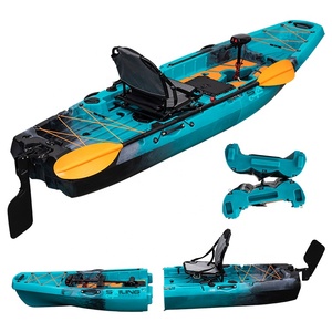 Vente directe Kayak à pédales 1 personne Pêche sportive Bateau en plastique pour lacs et rivières 2 pièces Canoë modulaire - Product Image 2