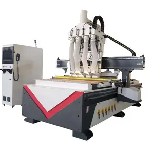 Máquina para trabalhar madeira com painéis, roteador CNC com múltiplas cabeças