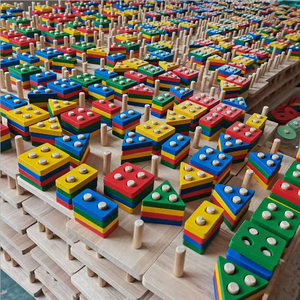 ของเล่น Montessori สำหรับ1ถึงเด็กผู้ชายเด็กผู้หญิงเด็กหัดเดินที่จดจำสี Stacker รูปร่างเรียงลำดับไม้ปริศนาการเรียนรู้ของขวัญสำหรับเด็ก - Product Image 4