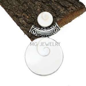 Shiva Eye Shell Pendentif Shell Pendentif Pierre Précieuse Lune Style Bijoux Cadeau De Noël 925 En Argent Sterling Plaqué Bijoux MGLOT - Product Image 3