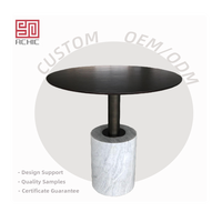 Table à manger d'hôtel de haute qualité, table à manger ronde moderne avec plateau en chêne noir et base en marbre pour le mobilier de salle à manger