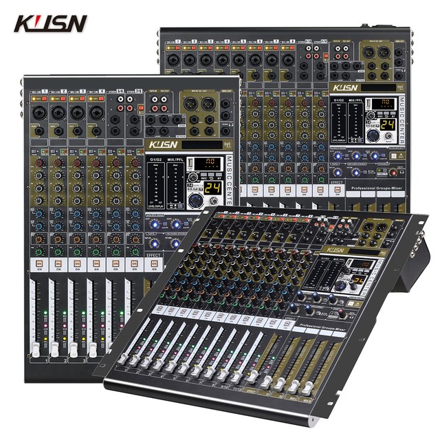 8 Channel 2 Group Digital Mixer Professional Audio Mixing Console Mini Sound Mixer Console with 24-bit DSP Bluetooth MP3 USB