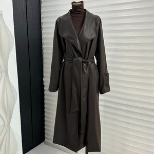 Nuovo Cappotto in <span class=keywords><strong>Pelle</strong></span> PU Stile Francese Autunno 2026, Giacca Oversize con Colletto Medio-Lungo, <span class=keywords><strong>Trench</strong></span> in <span class=keywords><strong>Pelle</strong></span> da <span class=keywords><strong>Donna</strong></span> - Product Image 3