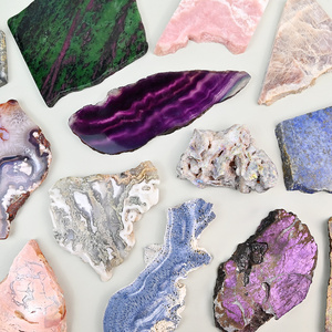 Dalles de pierres brutes sculptées en fluorite et lapis-lazuli, cristal naturel de guérison, très demandées pour la décoration intérieure - Product Image 1