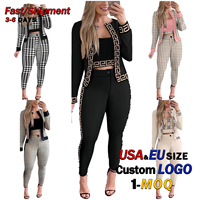 Novedades en Oferta, Conjunto de Tres Piezas de Primavera y Otoño, Chaleco Informal de Poliéster con Estampado Tejido para Mujer, Cárdigan y Leggings