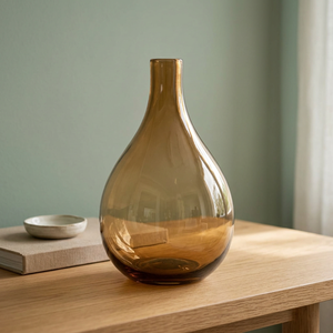 Amber <b>Glass</b> Modern Transparent Handmade Round Tabletop <b>Vase</b> Decorative Flower Bud <b>Vase</b> for Home Wedding Dining Room - Product Image 3