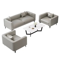 Ensemble de canapé et table basse de luxe en cuir PU pour hôtel, réception d'entreprise, deux places, design moderne et simple, métal