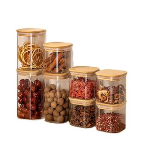 Recipientes Cuadrados de Vidrio para Almacenamiento con Tapas de Bambú, Herméticos y de Grado Alimenticio para Uso en Despensa - Dulces, Café, Té, Especias - Product Image 2