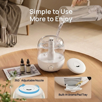 Humidificateur d'air ultrasonique silencieux à brume froide 2,5L 3L électrique de bureau 2026 pour la maison, la chambre, le bureau avec arrêt automatique sans BPA