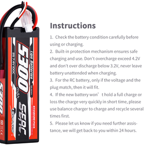שמשפד <span class=keywords><strong>7.4V</strong></span> 2S קצר ליפו סוללה <span class=keywords><strong>5300mAh</strong></span> 100C מארז קשיח עם X H כדור עבור RC רכבים רכב משאית טרגי סירה טנק באגי - Product Image 6