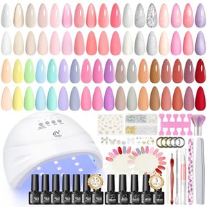 Kit de vernis à ongles gel couleurs avec lampe UV, vernis gel soak-off, paillettes, manucure gel UV professionnelle GZ RTS, commande en gros mixte - Product Image 1