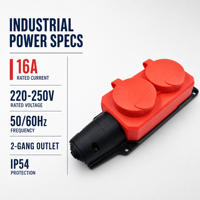 Adaptateur de prise britannique, boîte de prise européenne SCHUKO, 2 voies, TPE industriel, étanche IP54, prise électrique CE/ROHS pour 50/60Hz