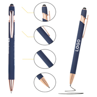 Stylo Bille Métallique Personnalisé de Marque Luxe avec Stylet, Finition Douce au Toucher, pour Promotion, Logo Imprimé