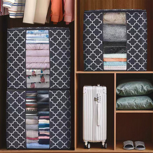 Clothing Organizer <b>Storage</b> Bag With Window Rectangle Foldable Wardrobe <b>Clothes</b> Moving Bag For Bedroom Home Use - Product Image 1