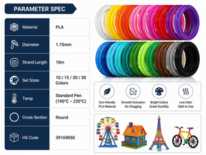 Recambios de Filamento para Bolígrafo 3D Yiqiu3D, Juego de 20 Colores de 1.75 mm, Material PLA Antiobstrucciones para Bolígrafo de Impresión 3D, para Manualidades Infantiles - Product Image 5