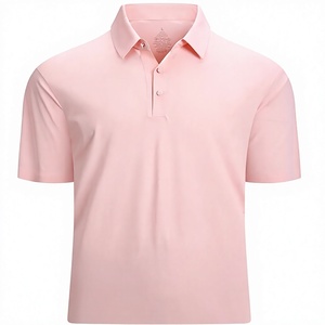 Men's <b>Pink</b> Short Sleeve <b>Polo</b> <b>Shirt</b> Solid Color Casual Woven Poplin Button Design Regular Fit - Product Image 1