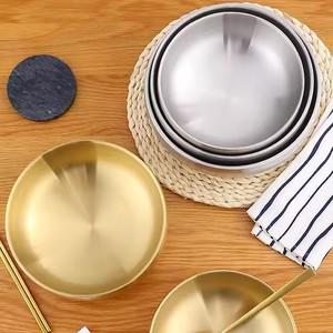 Vente en gros de bols à soupe coréens à double paroi en acier inoxydable 304, bols à nouilles en métal, bols à <span class=keywords><strong>ramen</strong></span> dorés, bols pour restaurant et maison - Product Image 5