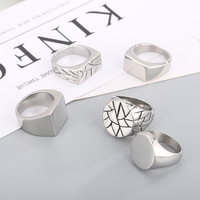 Großhandel Bulk Personal isierte Name Logo Schmuck Hip Hop Minimalist Geometric Edelstahl Custom Gravur Ring
