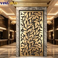 Paravents en acier inoxydable sur mesure, motif de feuilles gravé au laser, écran métallique pour la décoration intérieure de villas de luxe et d'hôtels