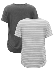 T-<span class=keywords><strong>shirt</strong></span> de maternité imprimé à rayures pour femmes enceintes, vêtements de salon résistant - Product Image 2