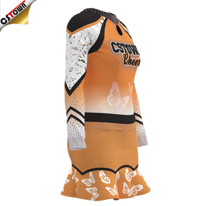 Groothandel <span class=keywords><strong>Cheerleading</strong></span> Uniformen Oranje Zwart En Wit Cheer Uniform Volwassen - Product Image 5