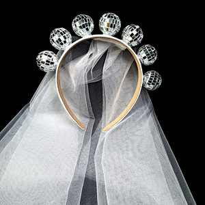 Fascia per Capelli da Sposa per Addio al Nubilato con Velo, Specchio e Palla Disco - Vendita all'Ingrosso - Product Image 5