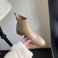 Bottines rétro pour femmes, automne et hiver, confortables, à talon bas, élégantes, noir, café, beige