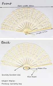 Éventails pliants élégants en soie de bambou blanc, écologiques, art populaire, cadeau de mariage avec motif floral gravé personnalisé - Product Image 3