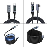 Cable de Datos USB4 con Pantalla Digital, Video 8K, Transmisión de 40 Gbps, Carga Rápida de 240 W, Tipo-C Dual Magnético Trenzado para Transferencia de Datos