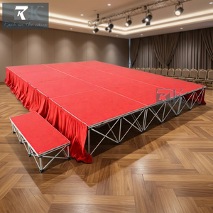 เวทีพับได้แบบพกพาพร้อมกระโปรงตกแต่งพื้นผิวพรมแดง - Product Image 1