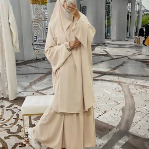 Conjunto de Dos Piezas de Ropa Musulmana Islámica de Alta Calidad, Modesto Niqab Khimar Abaya, Transpirable, de Manga Larga, con Diseño de Mariposa para Oración - Product Image 3