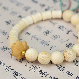 Bracelet en bambou doré, simple brin, unisexe, avec pompon, style ethnique, breloque lotus, bijou pour usage quotidien - Product Image 4