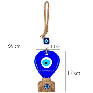 Forme de ballon en verre fait à la main mauvais œil avec osier macreme tenture murale décoration de la maison ornement - Product Image 5