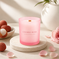 Bougie parfumée en cire de soja LF Luxury 315ml en pot de verre, senteurs Océan, Coton, Ambre, Rose, Cèdre, Fumée, Aromathérapie, Fêtes, Diwali, Usage privé