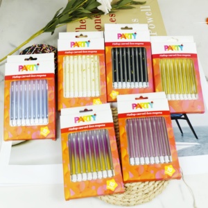 Nến sinh nhật mỏng Gradient 6 chiếc màu vàng bạc vàng hồng dùng trang trí bánh sinh nhật, bán buôn - Product Image 1