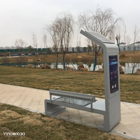 Vincentaa Banc intelligent avec panneaux solaires Chaises d'arrêt de bus extérieur Banc de patio