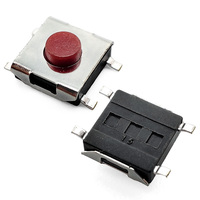 Interrupteur Tactile SMD 4 Broches 6,5x6,5x3mm Bouton Rouge Micro Interrupteur Tactile pour Remplacement de Clé de Voiture Télécommandée Bouton Poussoir Automobile