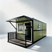 Maison conteneur pliable de 20 pieds, mini-maison préfabriquée avec auvent de balcon, villa conteneur portable dépliable, bureau et hébergement