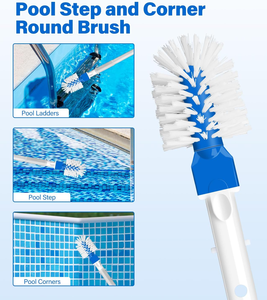 4-in-1 Deluxe <span class=keywords><strong>Pool</strong></span>-Reinigungsset 10 Fuß Verstellbare Stange 13,4'' Feinmaschiges Skimmer-Netz 17,3'' Schwimmbadbürste Zusätzliche Bürsten CN - Product Image 6