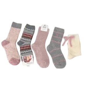 Calcetines de media pantorrilla para mujer, estilo coreano, dulces, holgados, térmicos, cálidos, para otoño e invierno, color rosa, gris, con estampado, calcetín largo - Product Image 4