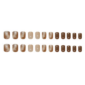 24 pièces de <span class=keywords><strong>faux</strong></span> <span class=keywords><strong>ongles</strong></span> de haute qualité à pression sur les <span class=keywords><strong>ongles</strong></span> couleur café ombré <span class=keywords><strong>faux</strong></span> <span class=keywords><strong>ongles</strong></span> courts carrés avec de la colle à la gelée - Product Image 5